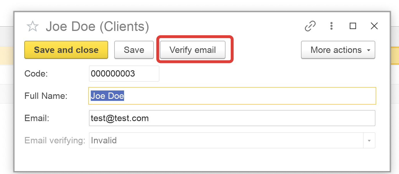 Push “Verify Email” button